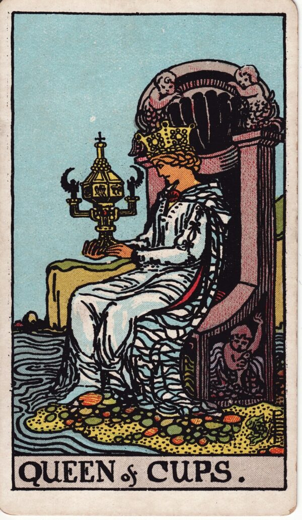 Karta Tarota Królowa Kielichów — ilustracja symboliczna